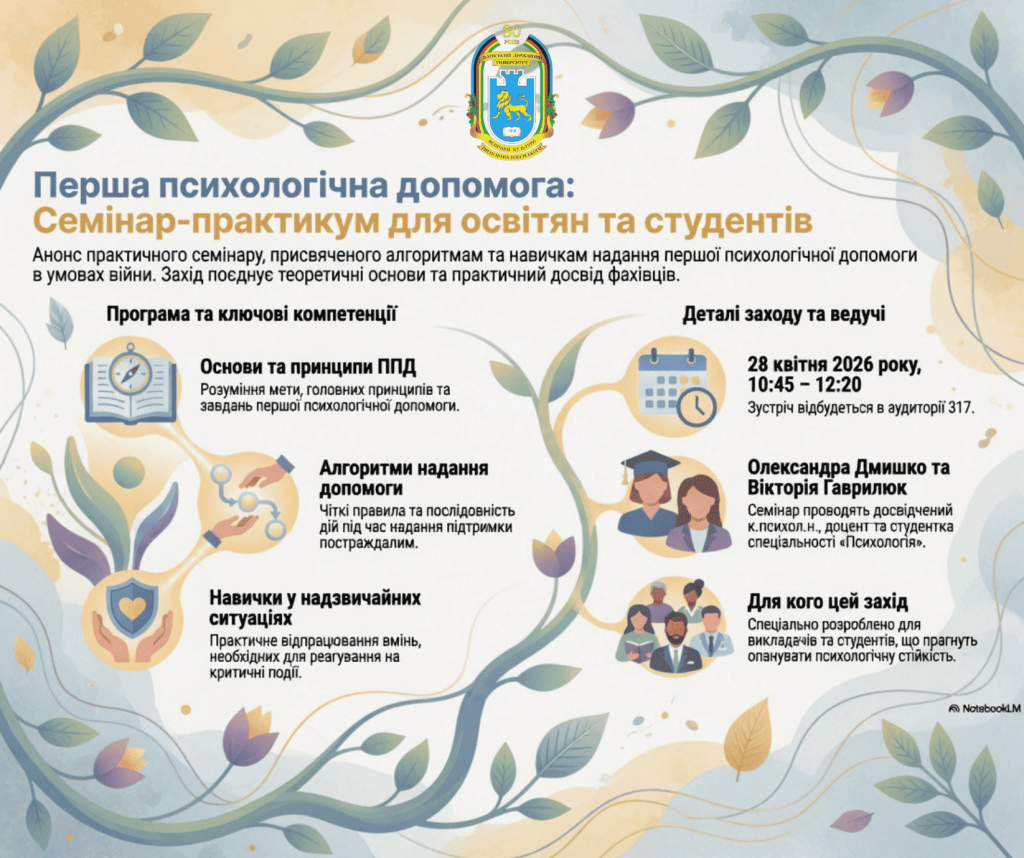 Запрошуємо на семінар-практикум «Перша психологічна допомога»